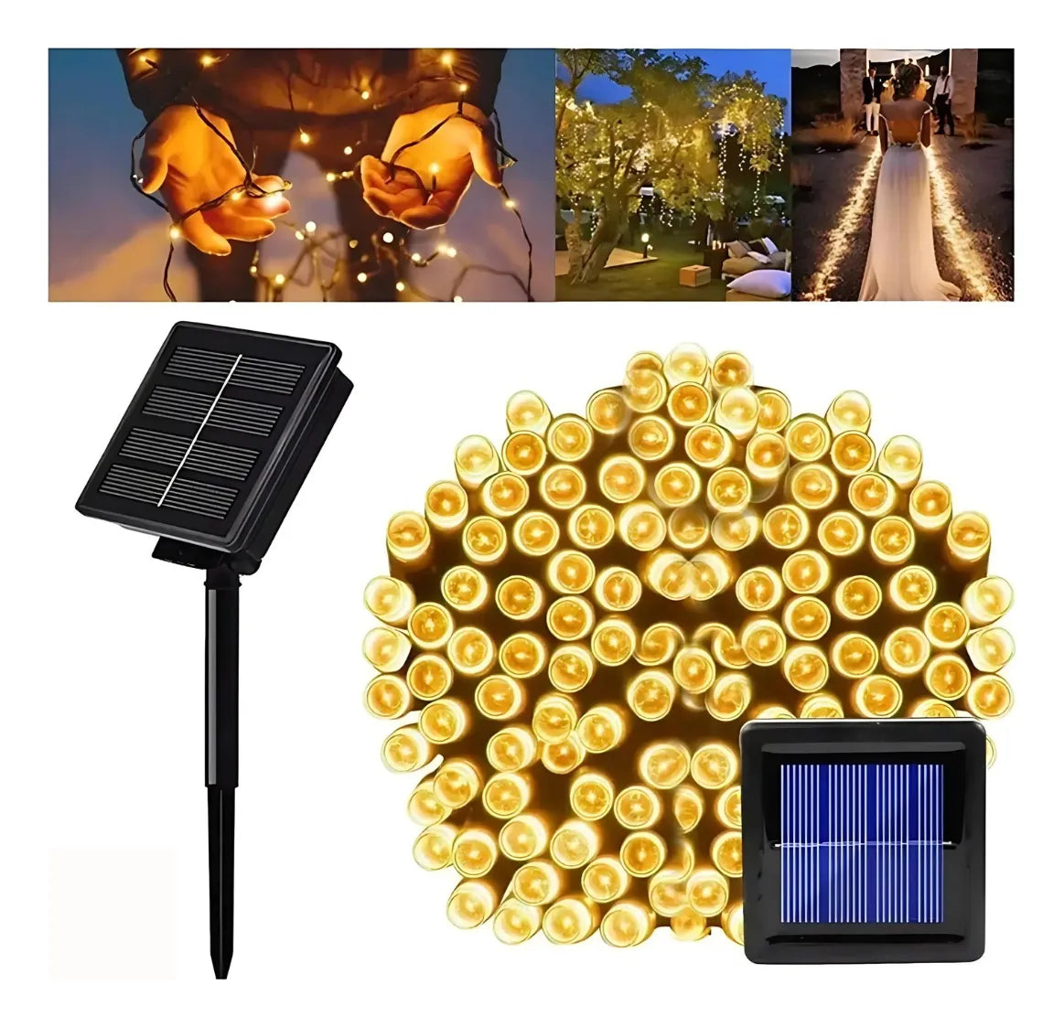 Set Luces Solares Multicolor Cálidas 100 / 200 LED 10 / 20 METROS