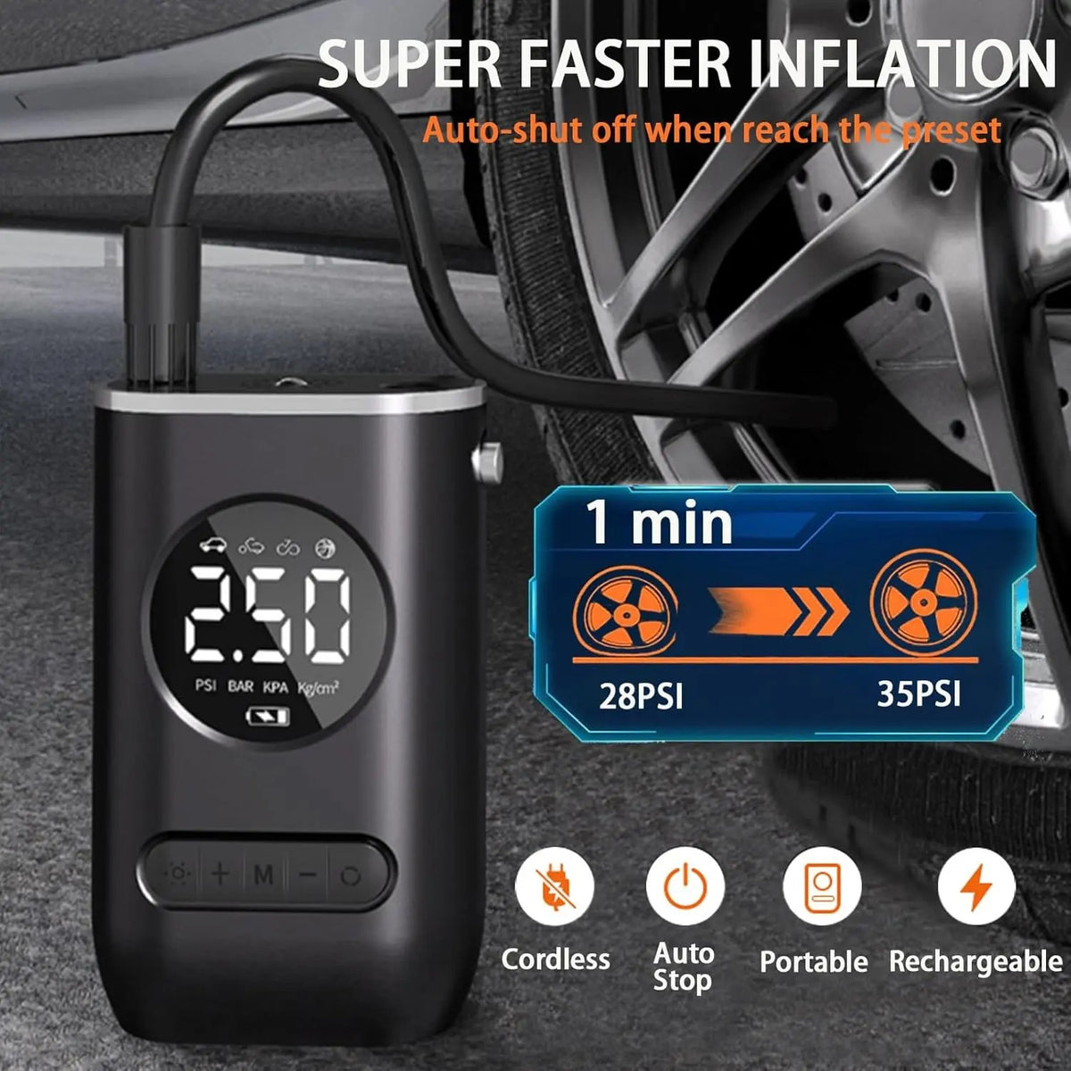 Inflador Compresor Mini Aire 80w 150psi
