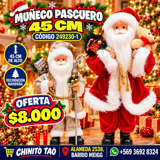 Pascuero Realista 45 cm Navidad Papa Noel Santa Claus