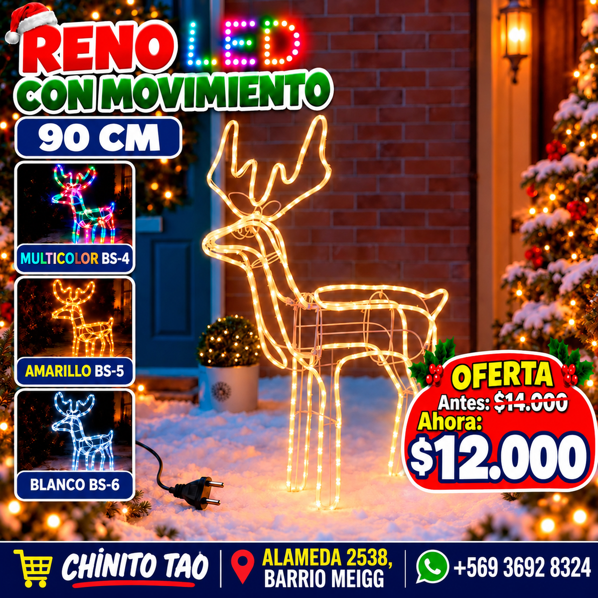 Reno Led Movimiento Enchufe 90 cm