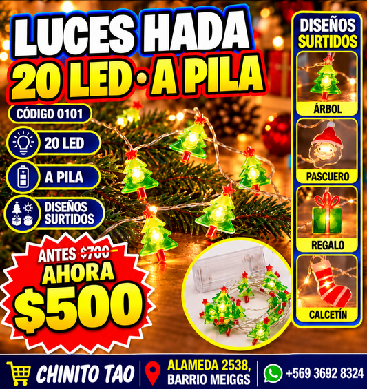 Luz Hada Navideña a Pila 20 LED